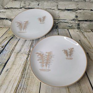 Fukagawa Arita 901 Japan Set of 2  7.5 Inch Dessert Plates Gold Bamboo